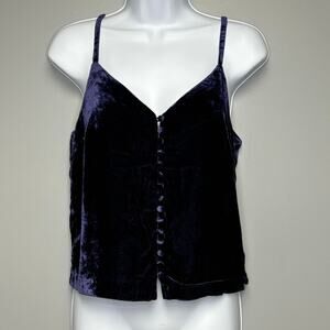 Madewell Regal Navy Dark Academia Y2K 90s Button-Up Velvet Cami Womens Sz 4